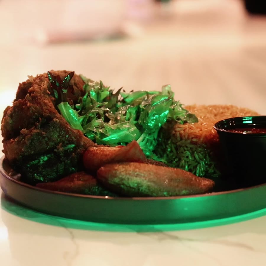 A plate from the Calabash kitchen with fresh greens