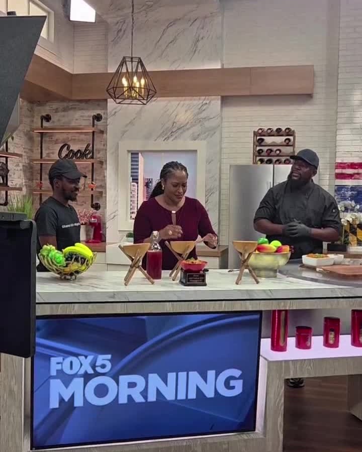Chef Kafui Attakpah cooking live on FOX 5 Morning